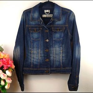 Indigo Rein Strategically Distressed Jean Jacket